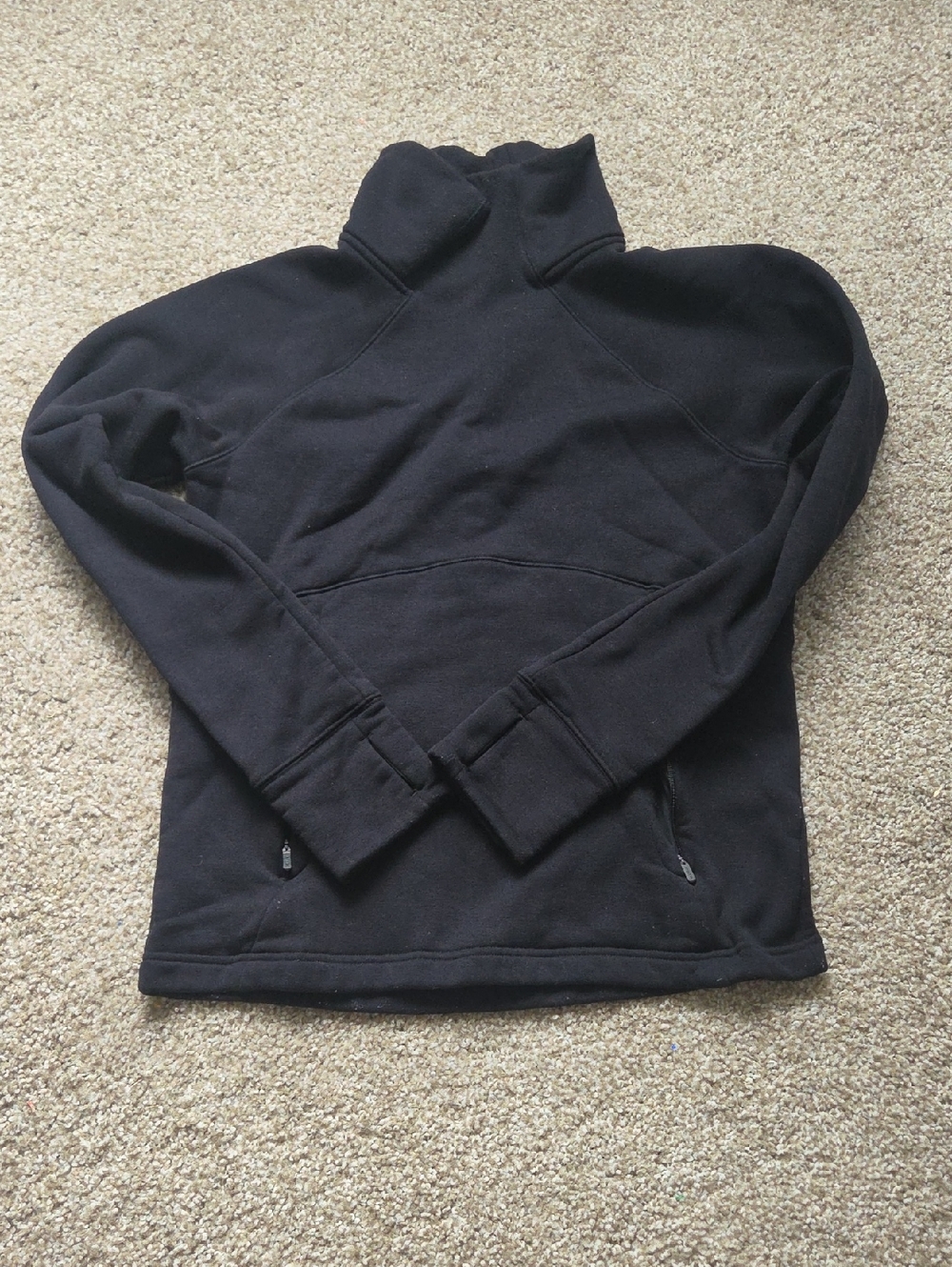 Athleta Black Pullover Hoodie with Branded Neck Print